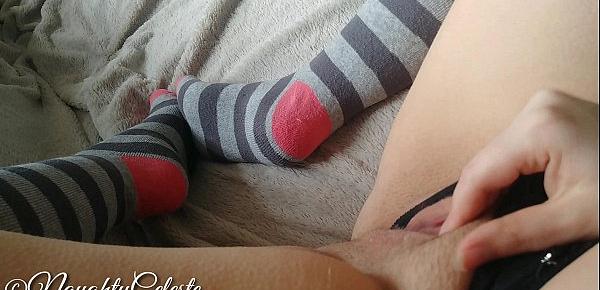  4K masturbation in black sexy panty and socks